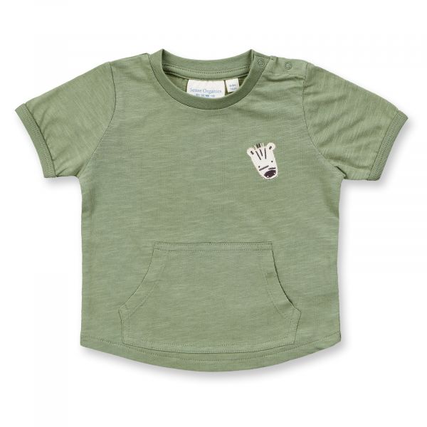 SENSE ORGANICS - TAMO BABY SHIRT S/S - KURZARM OBERTEIL BIO - OLIVE + ZEBRA