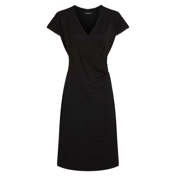 KING LOUIE - CROSS DRESS VISCOSE CLASSIC - DAMEN KLEID KURZARM - BLACK