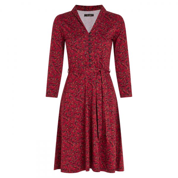 KING LOUIE - EMMY DRESS VINTI - TAILLIERTES DAMEN KLEID MIT BINDEGÜRTEL - CHERRY RED