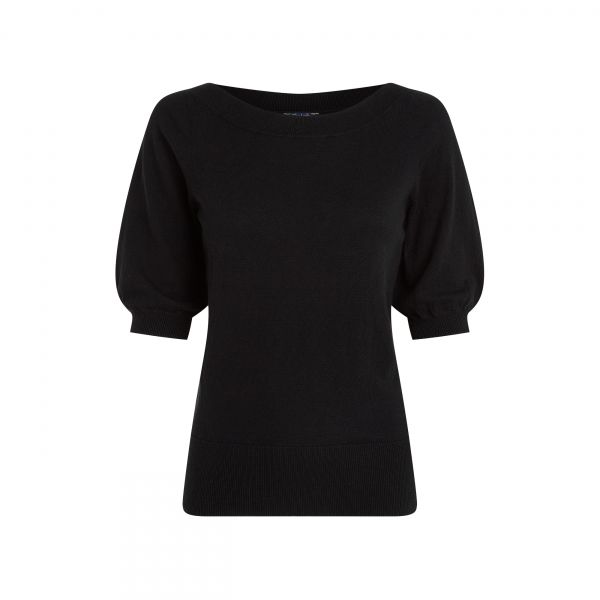 KING LOUIE - IVY TOP COCOON - DAMEN KURZARM PULLOVER - BLACK