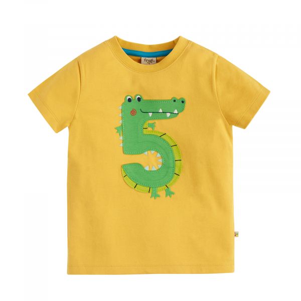 FRUGI - MAGIC NUMBER T-SHIRT - KURZARM GEBURTSTAGS T- SHIRT BIO - BUMBLE BEE/CROCODILE 5 JAHRE