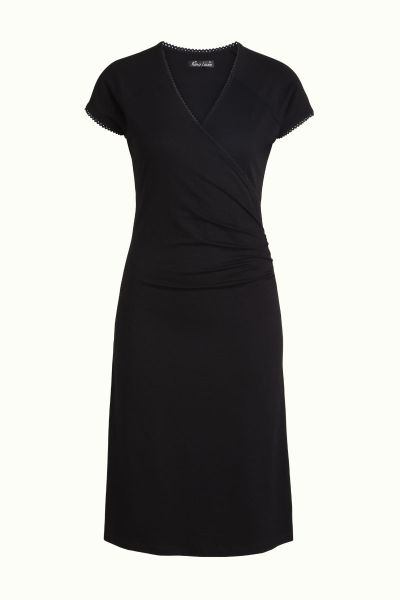 KING LOUIE - CROSS DRESS ECOVERO CLASSIC - DAMEN KURZARM KLEID - BLACK