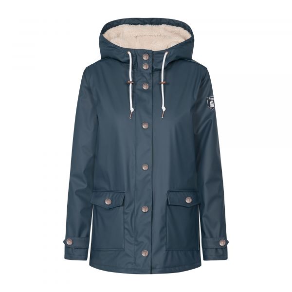 DERBE - PENSHOLM - DAMEN REGEN PARKA MIT WEICHEM TEDDY INNENFUTTER - NAVY/OFFWHITE