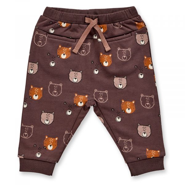 SENSE ORGANICS - CANDY BABY SWEAT PANT - HOSE - AOP BEAR HEADS BROWN