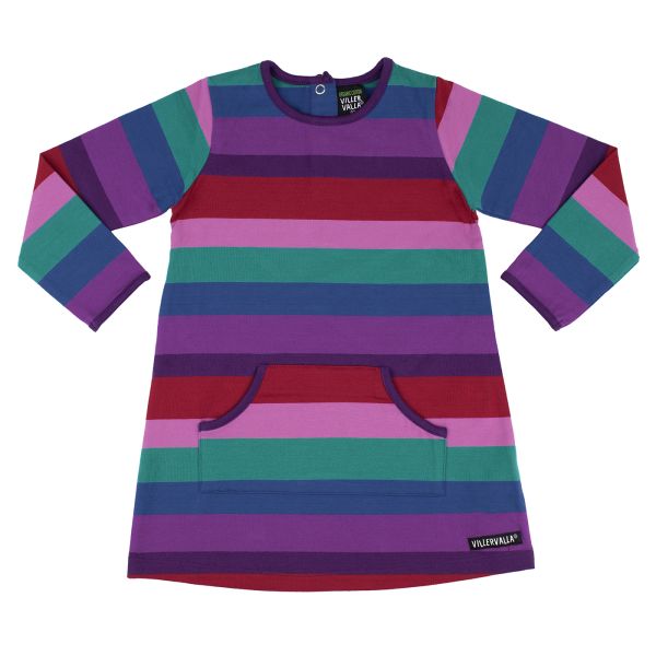 VILLERVALLA - DRESS L/S W. POCKET - LANGARM STREIFENKLEID - SERENGETI