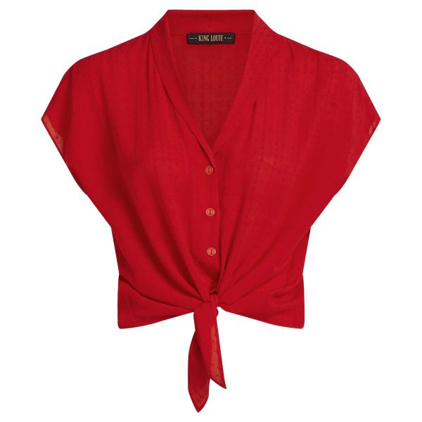 KING LOUIE - KEEVA BLOUSE TORTOISE - DAMEN KURZARM OBERTEIL - CHILI RED