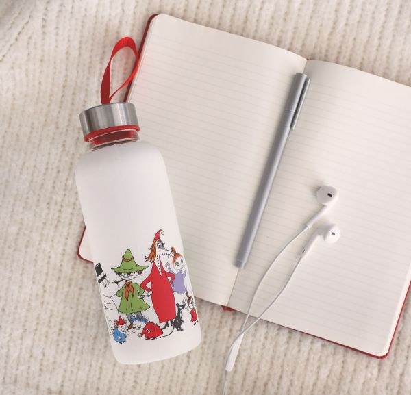 MARTINEX - MOOMINSTARRY GLASS BOTTLE WITH SILICONE - TRINKFLASCHE - RED