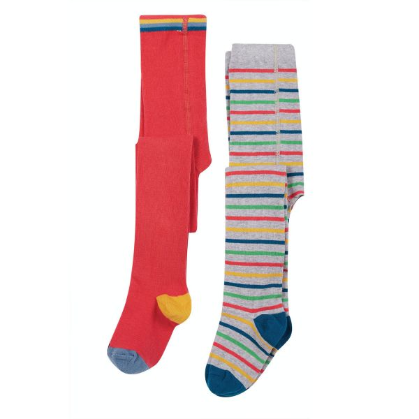 FRUGI - NORAH 2PK TIGHTS - STRUMPFHOSE IM 2-ER PACK - GREY MARL RAINBOW STRIPE