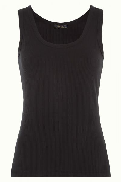 KING LOUIE - BRIGITTA TOP UNI RIB - DAMEN TRÄGER HEMD - BLACK