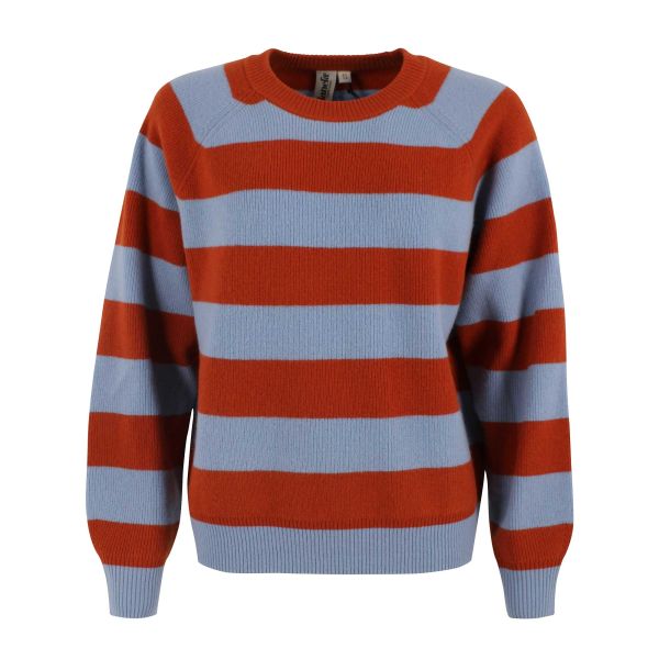 DANEFAE - DANERELATION CHUNKY MERINO WOOL SWEATER - DAMEN STRICKPULLOVER - PORCELAINE/CHILI