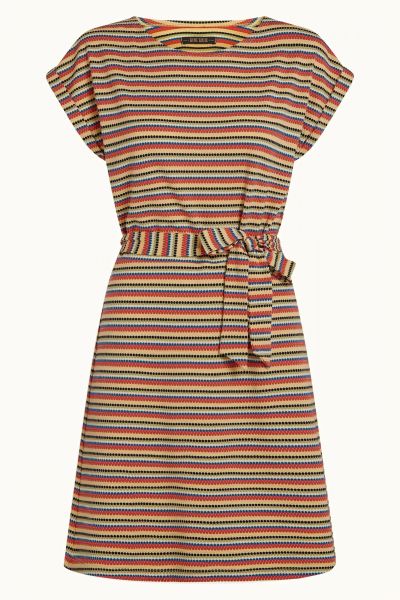 KING LOUIE - ARIA TUNIC DRESS BEEBOP STRIPE - DAMEN KURZARM KLEID - CUSTARD YELLOW
