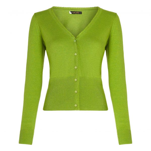 KING LOUIE - CARDI ROUNDNECK COCOON - LEICHTE DAMEN STRICKJACKE - DARK CITRON
