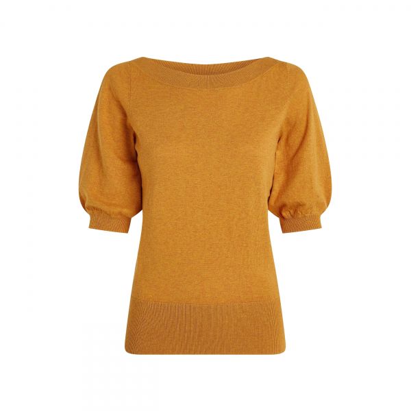 KING LOUIE - IVY TOP COCOON - DAMEN KURZARM PULLOVER - HONEY YELLOW