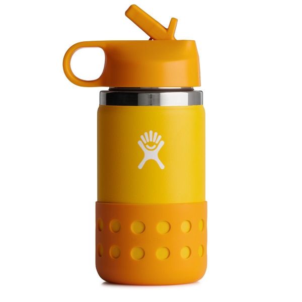 HYDRO FLASK - 12 OZ KIDS WITE MOUTH STRAW LID AND BOOT - ISOLIERTER KINDER TRINKBECHER - CANARY 354