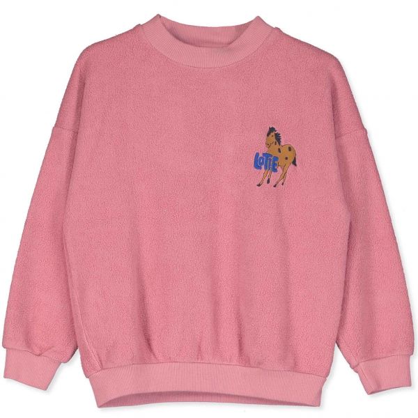 LÖTIEKIDS - TEDDY SWEATSHIRT - WEICHER FLEECE PULLOVER - ROSE/HORSE EMBROIDERY