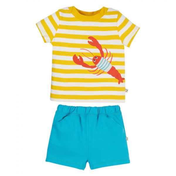 FRUGI - EASY ON OUTFIT - SET AUS T- SHIRT UND SHORTS - DANDELION STRIPE/LOBSTER