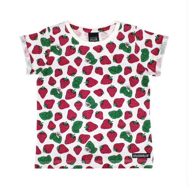 VILLERVALLA - T-SHIRT W. FOLD UP ERDBEEREN - KURZARM T- SHIRT - MARBLE