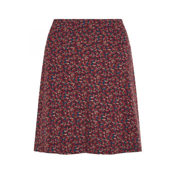 KING LOUIE - BORDER SKIRT AUTUMN - DAMEN A- LINIEN ROCK MIT BLÄTTERPRINT - STORM BLUE