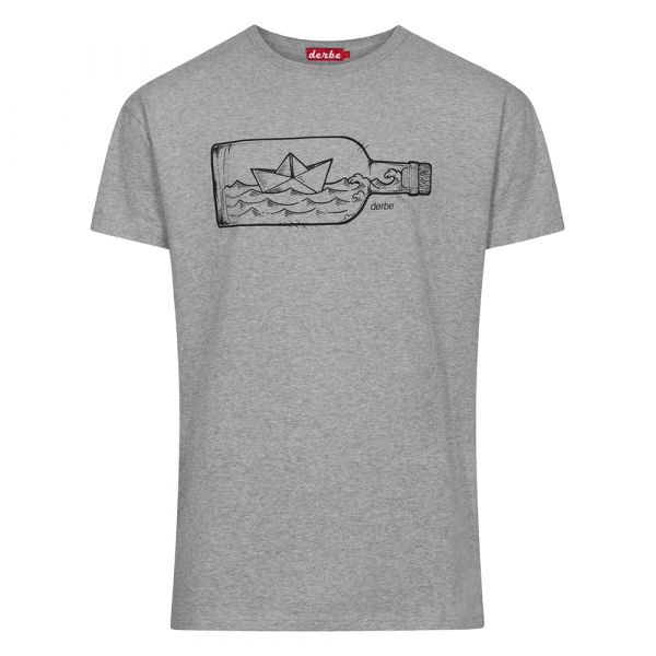 DERBE - FLASCHENPOST - HERREN KURZARM T- SHIRT - GREY MELANGE