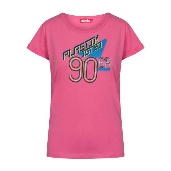 DERBE - PLASTIK IST SO 90- ER - DAMEN T-SHIRT - CARMINE ROSE