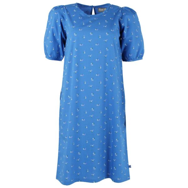 DANEFAE - ORGANIC - BRIGITTE DRESS - DAMEN KURZARM KLEID - BLUE MINI FLOWER