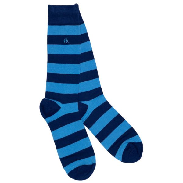 SWOLE PANDA - SKY BLUE STRIPED BAMBOO SOCKS - HERREN SOCKEN STREIFEN - 40/45