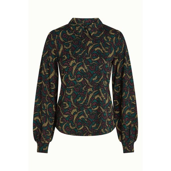 KING LOUIE - MAISIE BLOUSE SAGE - DAMEN BLUSE - BLACK