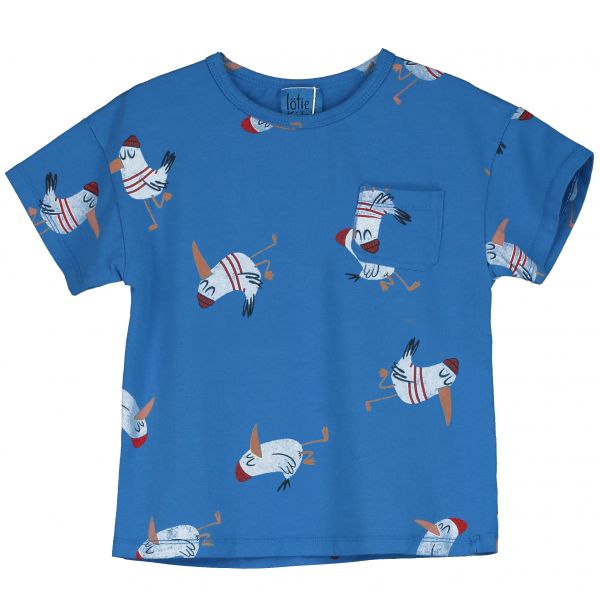 LÖTIEKIDS - T-SHIRT SHORT SLEEVE - KURZARM OBERTEIL - ROYAL BLUE SEAGULLS ALL OVER
