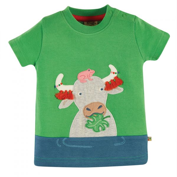 FRUGI - PENRYN PANEL T-SHIRT - KURZARM T- SHIRT - GLEN GREEN/BUFFALO