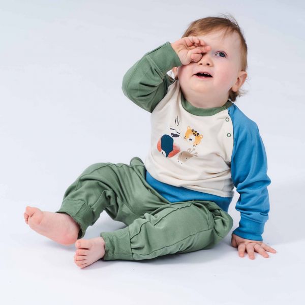 SENSE ORGANICS - BUDA BABY SWEATER - SWEATSHIRT BIO - EGGSHELL + ANIMAL HEADS