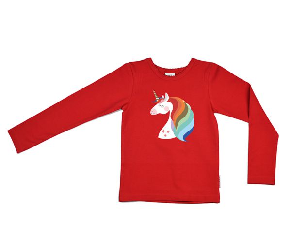 BABA - Mädchen Langarmshirt Einhorn - Rot