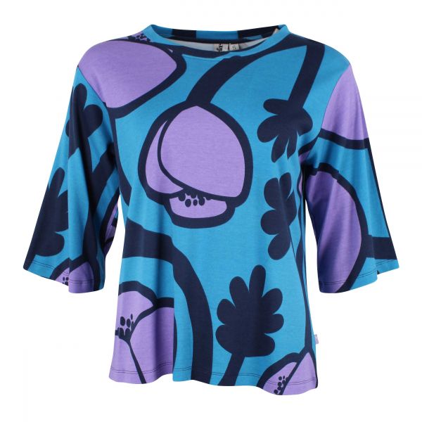 DANEFAE - DANEGLAD INTERLOCK TEE - DAMEN OBERTEIL - BLUE POPPY