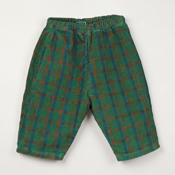 LÖTIEKIDS - BABY WIDE CORDUROY PANTS - BABY KORDHOSE - GREEN/PLAID ALLOVER
