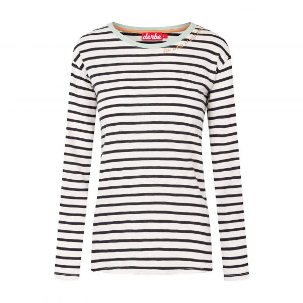 DERBE - AUCH NICHT_STRIPED - DAMEN T-SHIRT - BLACK