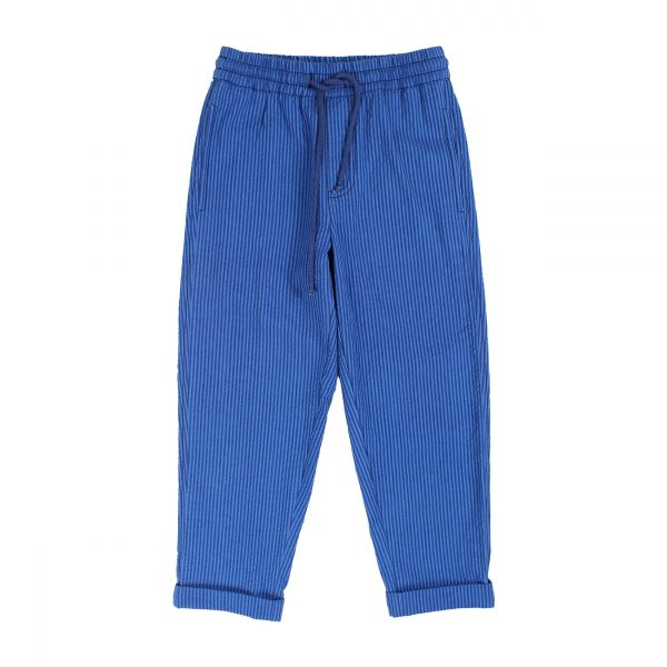 DANEFAE - DANEFREDE SEARSUCKER PANTS - GRIFFIGE STREIFENHOSE - DEEP MARINE/KLEIN BLUE