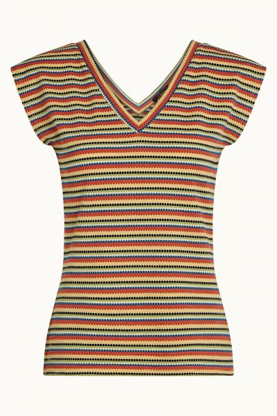 KING LOUIE - DOUBLE V TOP BEEBOP STRIPE - DAMEN KURZARM OBERTEIL - CUSTARD YELLOW