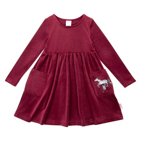 MARTINEX - THE HORSE VELOUR DRESS - KINDER SAMTKLEID - BURG/BURGUNDER