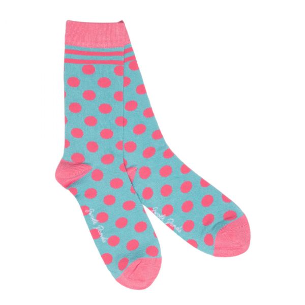 SWOLE PANDA - BLUE AND PINK POLKA DOT SOCKS - DAMEN SOCKEN MIT PUNKTEN - BLUE/PINK