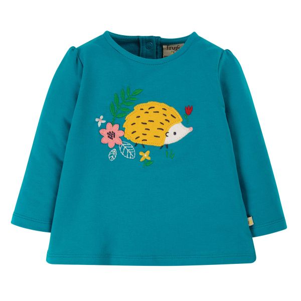 FRUGI - LITTLE ALANA APPLIQUE TOP - MÄDCHEN LANGARMSHIRT - TOBERMORY TEAL/HEDGEHOG