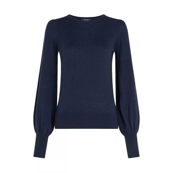 KING LOUIE - MAYA TOP COCOON - DAMEN FEINSTRICK- TOP MIT BALLONÄRMELN - BLACK