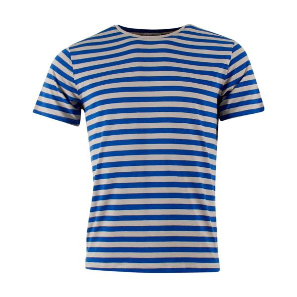 MUNOMAN - T-SHIRT ARNO - HERREN KURZARM T-SHIRT - STRIPES BLUE/WHITE