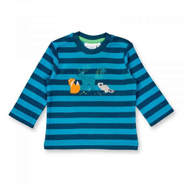 SENSE ORGANICS - ELAN - BABY LANGARMSHIRT - DARK TEAL-PETROL STRIPE+ANIMAL