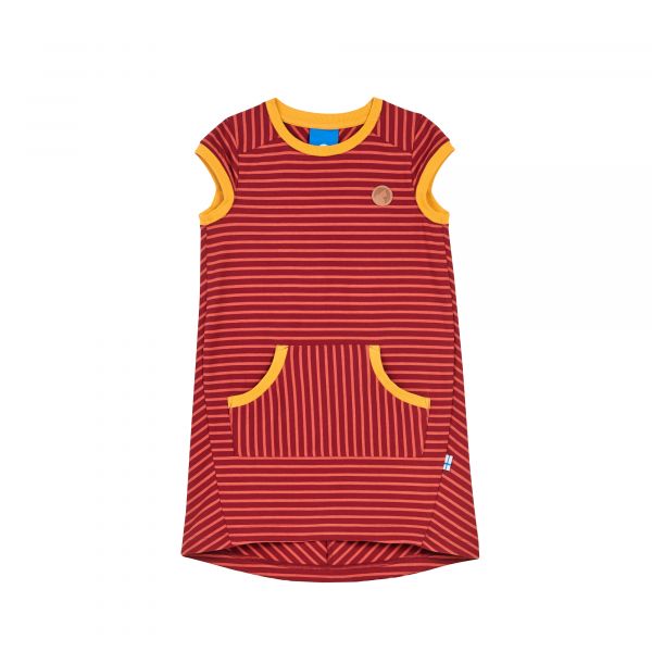 FINKID - KEIDAS - GESTREIFTES KURZARM KLEID - BEET RED/CHILLI