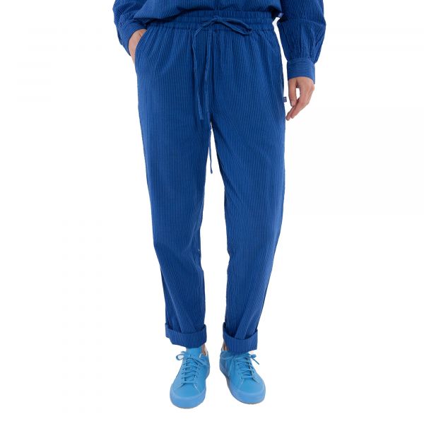 DANEFAE - DANELISELEJE SEARSUCKER PANTS - DAMEN HOSE - DEEP MARINE/KLEIN BLUE