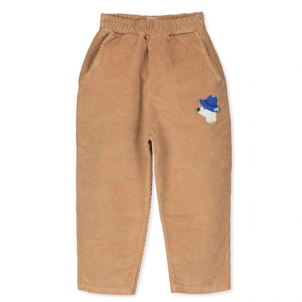 LÖTIEKIDS - WIDE CORDUROY PANTS - KORDHOSE - TOASTED/DOG EMBROIDERY