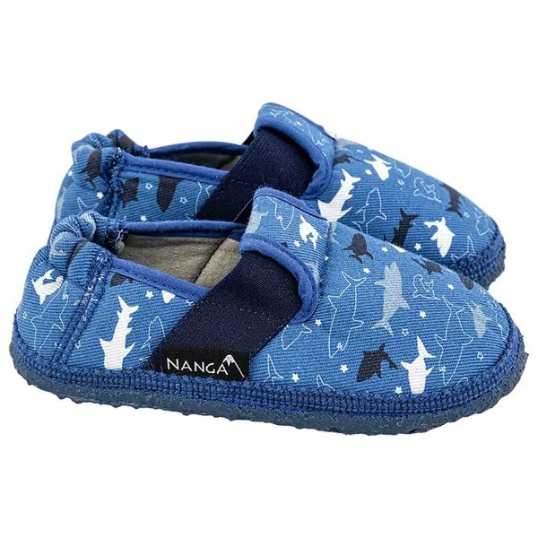 NANGA - KINDER HAUSSCHUHE SLIPPER - HAIALARM - MITTELBLAU