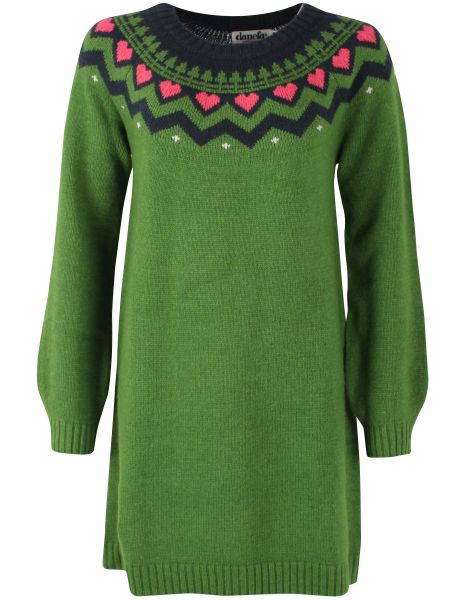 DANEFAE - DANESUKKERTOP SWEATER DRESS - DAMEN LANGARM KLEID - FALL JUNGLE/DK NAVY/RASBERRY SORBET