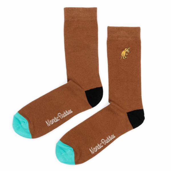 NORDIC BUDDIES - MOOMIN MEN SOCKS - SNIFF WONTERING EMBROIDERY - BROWN GRÖSSE 40-45