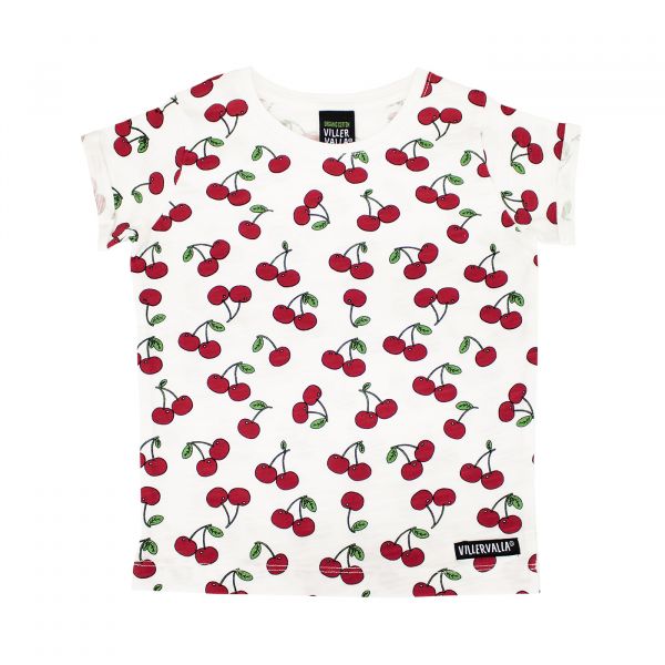 VILLERVALLA - T-SHIRT W. FOLD UP - BIO KURZARM T- SHIRT - CHERRY
