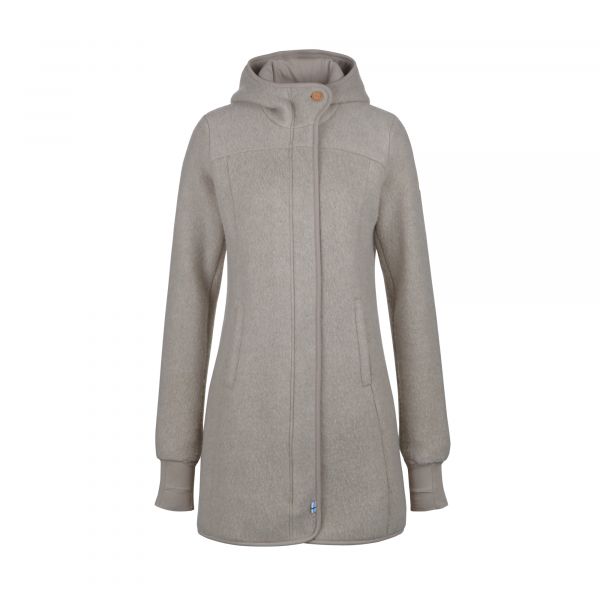 FINSIDE - KANSA - DAMEN WOLLFLEECE LANGJACKE MIT KAPUZE - ZIP IN INNENJACKE